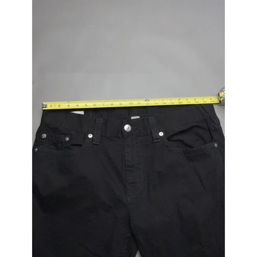 True Religion Mens Black Dark Wash Relaxed Straight Stretch Jeans 5-Pocket 38x30